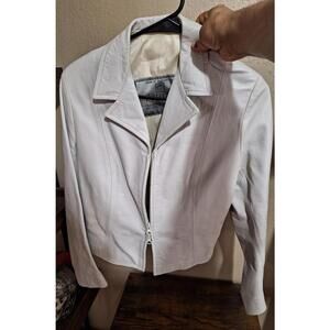 Peruzzi Cream Colored Leather Jacket Made in Florence, Italy